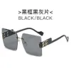 Sunglasses Frames New trendy street photo concave design gradient B home fashion large frame frameless cut edge sunglasses