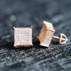 2022 mens big bling ear jewelry 3 colors screw back micro pave cz earring for men297u