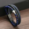 Bracelets de charme Mode Croix Pendentif Multicouche Bracelet En Cuir Pour Hommes Femmes Classique Prière Chrétienne Cadeau De Noël Année