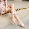 Dress Shoes Fashion Elegant High Heels Sexy Crystal Transparent Opened Toe Comfortable Slippers Luxury Sandals Women Designers 2023H24228