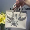 Genuine Leather Handbag l 2024 Handmade White Bk25 Handbag Tote Bag Cowhide Lock Buckle Fashion and Leisure