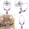 مجموعات مجوهرات الزفاف 1SET Baby Girls Gift Princess Purple Amet Charm Infants Handmade Chunky Crown So Fia Tiara Crown to the Chi dhdj0