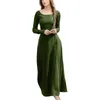 Casual Kleider Vintage Langarm Schatz Kleid Für Frauen Frühling Herbst Solide Panel Gericht Plus Größe Gothic Robe