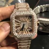 Cartiiers Diamonds Watch WKNE Digner Skeleton Sier Moissanite PASS TT Mouvement à quartz Top qualité Hommes Luxe Iced Out Sapphire avec boîte TFG1