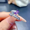 Cluster Rings Elegant 925 Silver Natural Gemstone Ring 4mm 6mm VVS Grade Topaz And Amethyst With 3 Layers 18K Gold Plated Crystal Jewelry