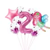 New New 8Pcs/Set Pink Fairy Foil Ballon 40Inch Number Balloon Confetti Globos For Baby Kids Girl Birthday Party Decoration Supplies