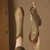 Женские осенне-зимние сапоги с круглым носком на массивном каблуке, модные короткие модные сапоги Zapatos De Mujer ручной работы на высоком каблуке 71499