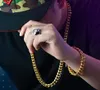 Europa och Amerika Hip Hop Mens rostfritt stål smycken 8mm 30 tum gult guldpläterad tung kubansk kedjehalsbandsarmband för 8440954