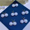 Stud Earrings HENGSHENG 18K Gold Women Pearl Fashion Wedding Anniversary Jewelry Gifts For Girls 8-9mm Akoya Round