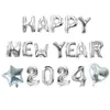 New New Happy 2024 Balloons Gold Number Letter Aluminum Foil Balloon Christmas Decoration New Year Eve Party Gift Photo Props