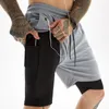 Herren-Shorts, Großhandel, 3D-Druck, Logo, Sport, Fitnessstudio, schnell trocknend, mittlere Taille, Laufhose, Tarnung, 2-in-1-Fitness