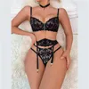 Bras Sets Erotic Lingerie Set Sexy Fancy Underwear Transparent Porn Suits Intimate Luxury Chain Beautiful Lace Bra And Brief Girdle