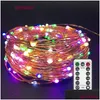 LED -strängar LED -stränglampor Twnikle Fairy Waterproof 8 -lägen 50LED 100 USB Plug i Copper Wire Firefly Holiday Drop Delivery Lights DH2AJ