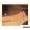 Pendentif Colliers Haute Qualité CZ Cubique Zircone Collier Ras Du Cou Femmes 2mm M 5mm Sier 18K Plaqué Or Mince Chaîne De Diamant Tennis Cou Dhnja