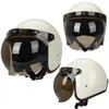 Motorradhelme KEAZ glänzend schwarzer 3/4-Helm mit offenem Gesicht und Blasenvisier, DOT-geprüft, Retro für Männer und Frauen