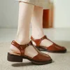 Sandálias Oxford Buckle Mulheres Sapatos Mid Saltos Designer 2024 Verão Square Toe Bombas Causal Chunky Mujer Zapatillas Slides