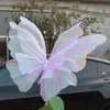 50cm Silk Yarn Artificial Butterfly Mariage Decor Wedding Party Outdoor Holiday Decoration Display Giant Gauze Fake Butterfly