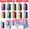 Bang 9000 bis 18000 Puffs Digitaler Einweg-Vape-E-Zigaretten-Puff 18k 9k Dual Mode 28ml vorgefüllte Pod-Mesh-Spule 650 mAh wiederaufladbar mit LED-Anzeigestift