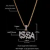 Hip Hop Micro Pave Green Cubic Zirconia Bling Out Issa Letter Pendants Necklace For Men Rapper Jewelry Gold Color298w