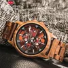 Houten Herenhorloges Casual Mode Stijlvolle Houten Chronograaf Quartz Horloges Sport Outdoor Militair Horloge Cadeau voor Man LY1913024