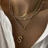 A tot T hanger kettingen 18K vergulde koperen dikke alfabet mollige ballon bubble beginletter ketting voor vrouwen partij sieraden liefde cadeau