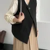 Women's Vests Vintage Temperament Suit Vest Female 2024 Autumn Korean Chic Small Fragrance One Button Waistcoat Loose V-neck Tops