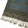 Foulards Pashmina Foulard en soie Châle Sac Paisley Fleur Bordure Rave 2 couches Réversible Vintage Femmes Gland 70x180cm 200g Q240228