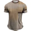 Mode Streep Afdrukken T-shirt Voor Mannen Zomer Sneldrogend Materiaal Sport Tees Casual Oneck Oversized T-shirt Korte Mouw Tops 240219