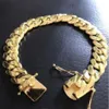 Mens Cuban Miami Link Bracelet 14k Gold Filled Over Solid 10mm Wide262N