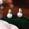 Boucles d'oreilles INZAReal 925 argent Sterling Zircon 10/12mm perle pour les femmes à la mode bijoux fins accessoires minimalistes