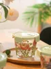 Bouteilles de stockage Style français Pastoral Mini Bol de conservation Fruits floraux Imprimé Snack Boîte en verre scellée Boîte à lunch Bento résistante à la chaleur