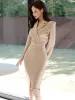 Suits New Korean OL Professional 2 Pieces Outfits Suits Women Formal Short Cropped Tops Coat Blazer Jacket Midi Slit Skirt Sets Spring