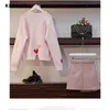 Work Dresses 2024 Autumn Winter Elegant Sweet Casual Style 2 Piece Set Women Long Sleeve Print Sweater A-line Skirt Y2K Two