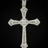 Vintage Big Male Cross colgante collar de plata de ley 925 5A zircon Cz fiesta boda Cruz colgante para hombres joyería de lujo 277O