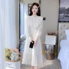 Casual Dresses Gentle Solid Color Lace Retro Sweet Lotus Leaf Autumn And Winter Velvet Bottoming Skirt Dress