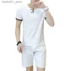 Men's Tracksuits Mens Tracksuits 2023 Summer Cotton Linen Short-sleeved Sets Men Tshirt Shorts Suit Male Chinese Style Two-piece Set Q240228