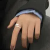 Anillos de racimo Yiluocd 925 plata esterlina abierta geométrica joyas de plata anillo simple único para mujeres joyería minimalista hecha a mano