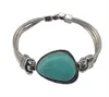 Link Bracelets Boho Tibetan Silver Geometric Turquoises Stone & Bangles For Women Ethnic Vintage Stretch Party Jewelry