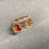 Designer Qeelin Zhang Yixings Même évidé diamant incrusté Petite bague de gourde de huit bénédictions avec bague plaquée or pour hommes et femmes Bague Kirin