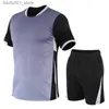 Men's Tracksuits Mens Tracksuits Footbal Training Sportswear Summer Sports Suit For Men Fitness Clothes T-shirt Shorts 2 Pcs Running Tennis Jersey SetMens Q240228