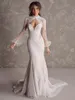 Suknie ślubne w stylu vintage syreny z koronkami wysoko szyder