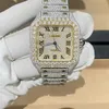 Cartiiers Diamonds horloge 2024 Hip Hop Iced-Out polshorloge met natuurlijke Moissanite en Ice Starry Design KK 45878 uurwerk