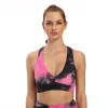 Outfits Yoga sportbeha voor dames, Tie Dye Texture Draadloos gewatteerde training Running Gym High Impact Fiess Bralettes