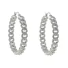 48mm silverfärg Mikro Pave 5A CZ Cubic Zirconia Cuban Link Chain Big Hoop Earring for Women 240227