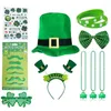 Baretten Elegant Prom Party Shamrock Flat Top Hat met armbandenKettingbril voor dames