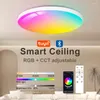 Plafonniers Tuya Smart LED Light Bluetooth APP Contrôle Chambre Lampe Dimmable RGB CCT 20W Salon Lustres Décor À La Maison