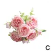 Dekorativa blommor Rose Peony Artificial Silk Small Bouquet Flores Home Party Spring Wedding Decoration Fake Flower Diy Decor