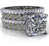 Bröllopsringar Anpassade S9259K10K14K18KPT950 CUSHION CUT ANGAGATION RING SETS 2209122179765