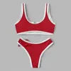 Mulheres de banho esportes split bikini mulheres maiô alça ajustável cor vermelha senhora emagrecimento maiôs moda beach wear maiô