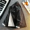 Jeans Coat for Men Hip Hop Denim Jackets Man Black Striped Price Stylish G Trendy Size L S Outwear Fast Delvery Loose Low 240228